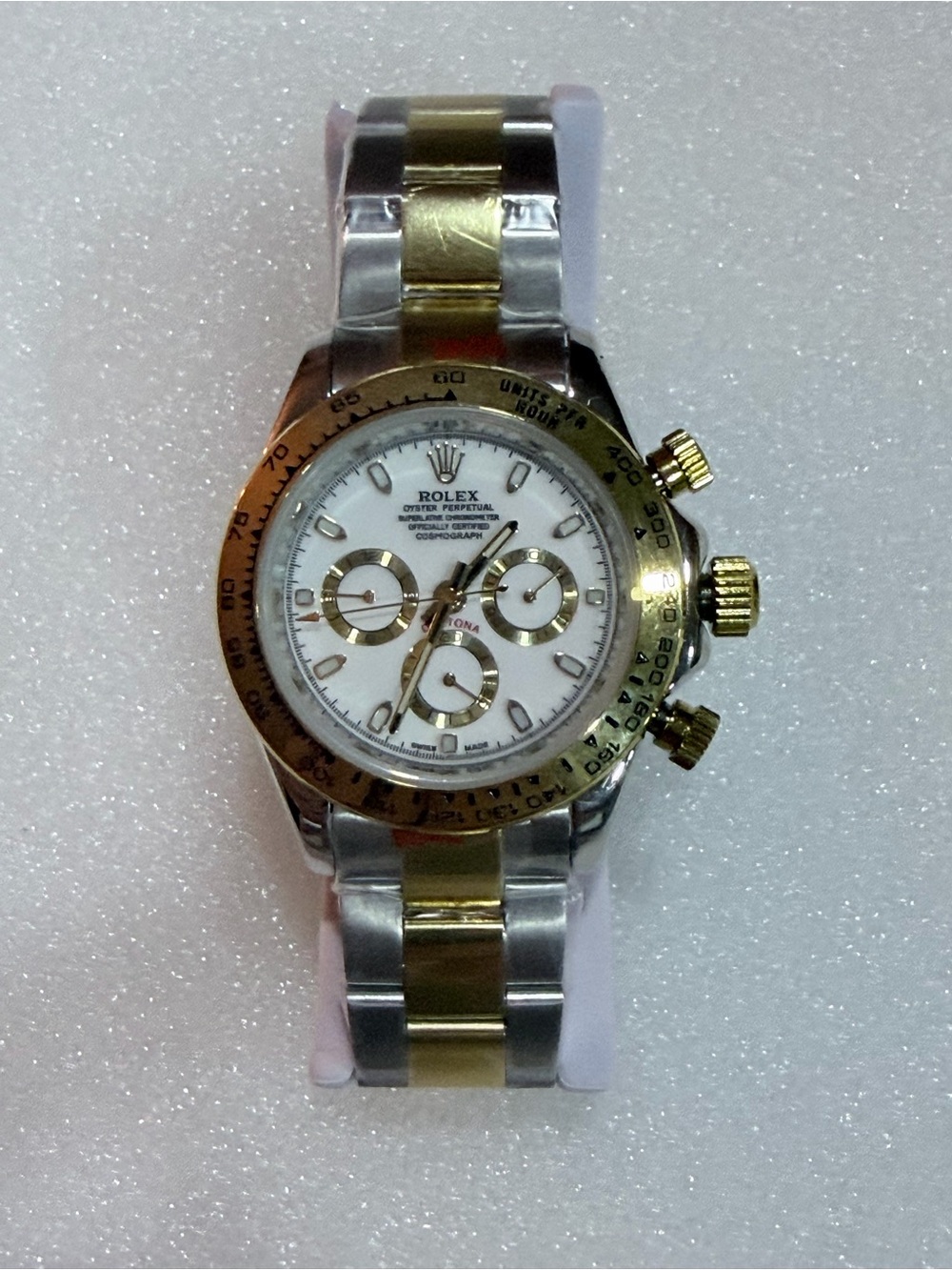 Source Unknown- Two-Tone Gold and Silver Chronograph Watch with White Dial